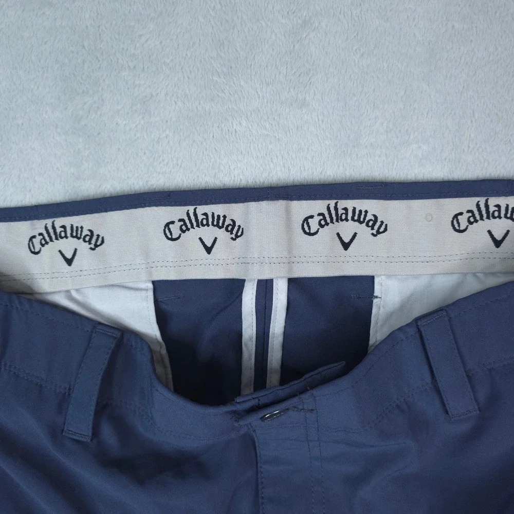 Callaway Golf Shorts Men 40x10.5 Blue Stretch Performance Zipper Pocket Athletic